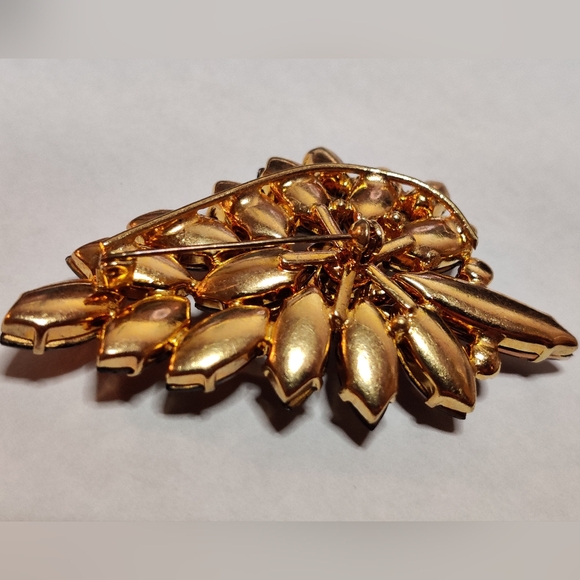 Vintage 60s Amber Glass Crystal Brooch - Picture 8 of 15